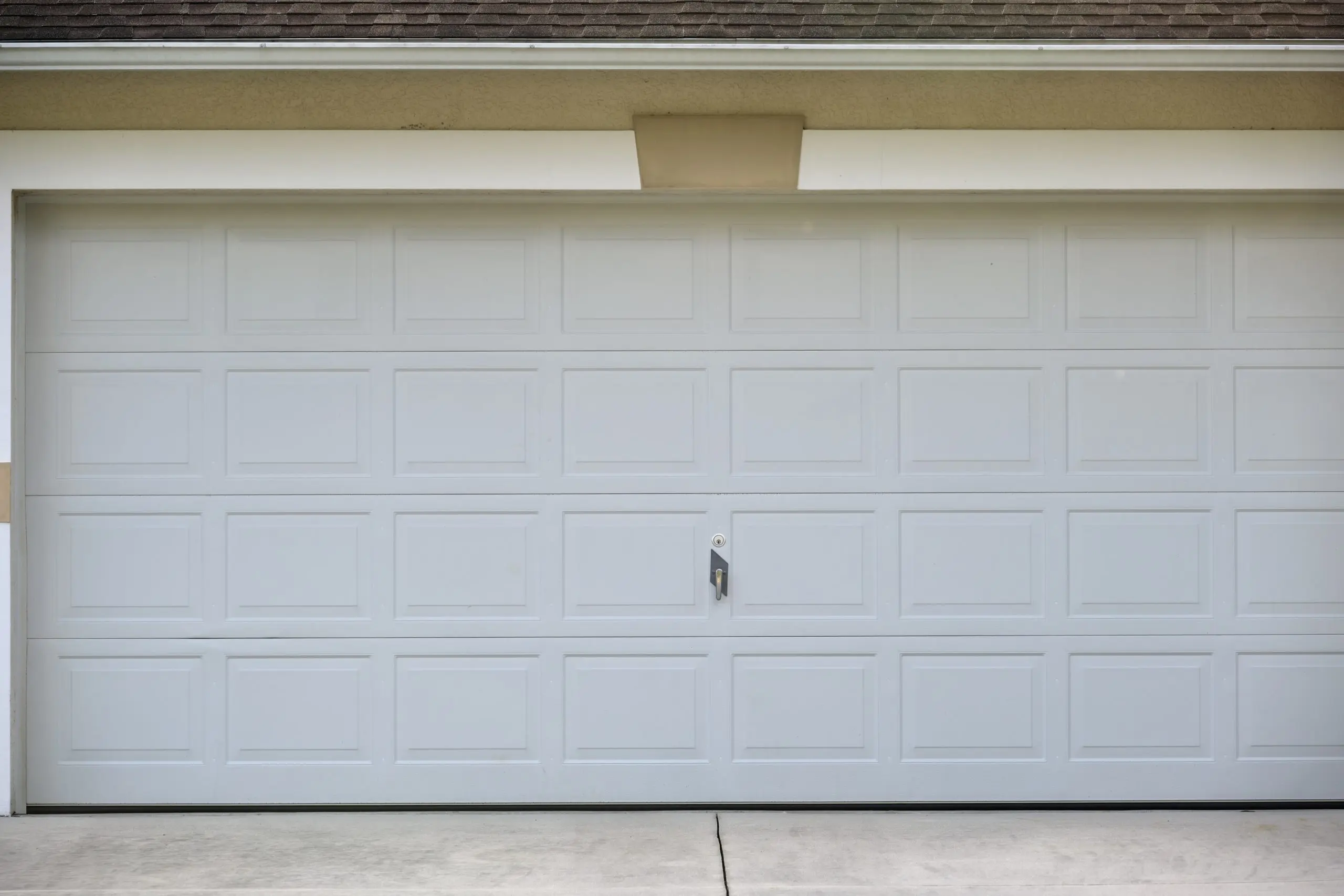 Wide double door garage, new modern american house