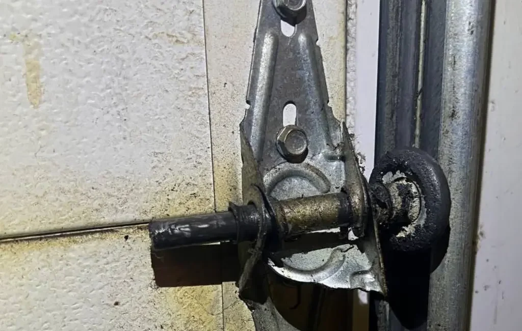 Broken part of garage door